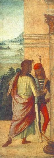 Lorenzo Costa Two Young Man at a Column oil painting image